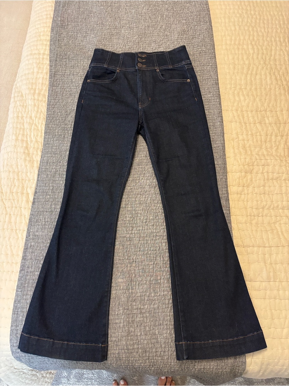 Veronica Beard Carson Ankle High-Rise Dark Blue Flare Jeans for Women